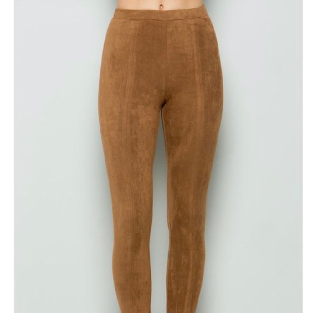 Faux Suede Leggings Camel